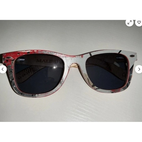 Accessories - Woodzee Recycled Skateboard Sunglasses Size 53-24-147 (Malibu) Red/Grey